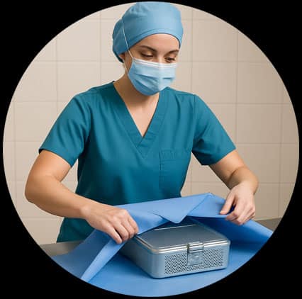 Trays are blue-wrapped or put in containers